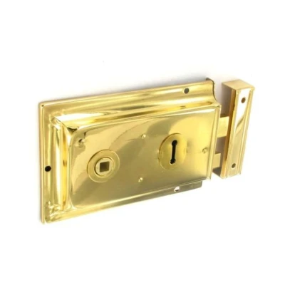 Image of Securit Double Handed Rim Lock Brass 150mm