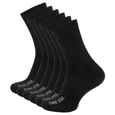 Image of STARK SOUL 6 pairs of crew sports socks with terry sole, black, 35 38