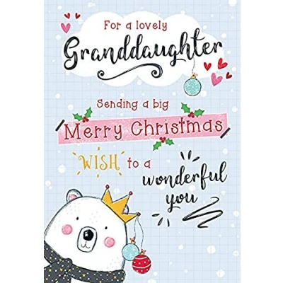 Image of Piccadilly Greetings Character Christmas Card Granddaughter 7 x 5 inches