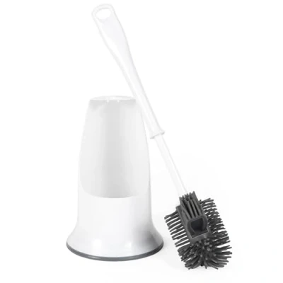Image of Beldray LA084538UFEU7 Antibac Bathroom Toilet Brush And Holder Treated with Zinc Pyrithione To Prevent Bacteria Build Up, Non Scratch Silicone Bristles, Built In Hygienic Rim Cleaner, Easy Store