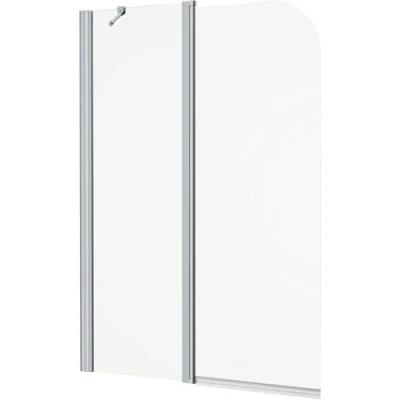Image of BAYSTONE Bathroom Over Bath Shower Screen 2 Section Curved Chrome 1000mm Modern Reversible 6mm Safety Glass