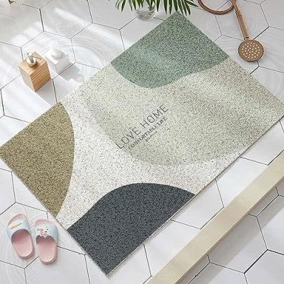 Image of Loofah Shower Mat Non Slip for Inside Shower/Bathroom, 60x90cm Water Permeability Soft Textured Bathtub Anti Mould PVC Bath Mat, Quick Drying