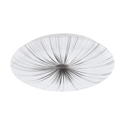Image of EGLO Nieves LED Ceiling Light, Diameter 41 cm, Crystal Effect Light Made of Plastic and Metal, Living Room Lamp in White, Silver, Bedroom Lamp, Hallway Warm White