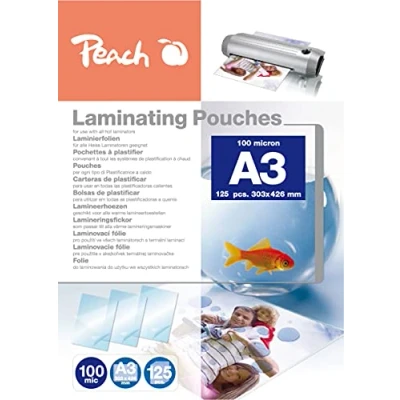 Image of Peach Laminating Pouches A3 100 mic 125 Glossy Premium Quality for Best Results Compatible with Devices of All Brand Manufacturers PP500 01P