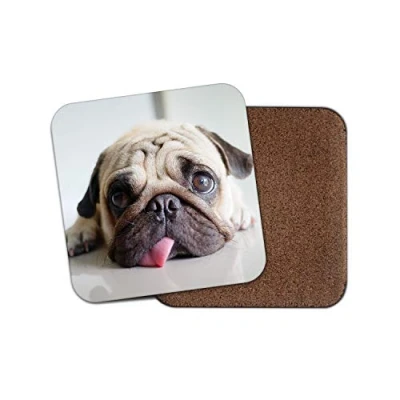 Image of 1 x Lazy Pug Coaster Dog Puppy Cute Pet Pugs Mum Auntie Sister Gran #15071