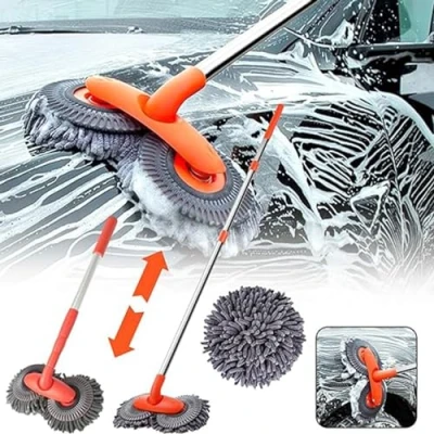 Image of Car Wash Brush with Long Handle, chenille Mop Scratch Free Soft Bristles, Cleaning kit for Truck (Car Mop)