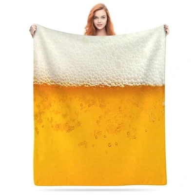 Image of Cantidelli 3D Funny Realistic Food Beer Flannel Fleece Throw Blankets 50&quot;X40&quot; Soft Cozy Fluffy Winter Fall Blanket Fuzzy Plush Home Decor for Couch Bed Sofa Living Room Bedroom