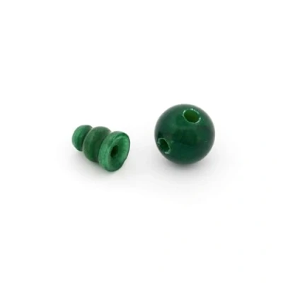 Image of Vintageparts 2 Piece Natural Jade Guru Beads with T Hole in Dark Green 10mm 1 Set for DIY Painting or Prayer Jewellery Accessories