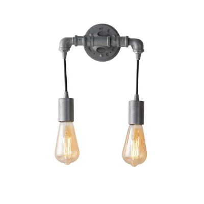 Image of Amarcord Pipe Effect Twin Wall Lamp, Zinc, E27