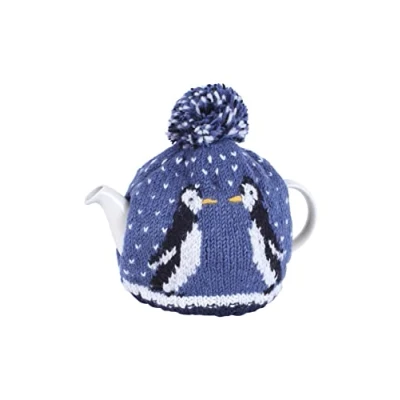 Image of Pachamama Handknitted Medium 4 6 Cup 1.2L Wool Tea Cosy/Teapot Cover Penguin Pattern Insulated Handmade Fair Trade Multicoloured