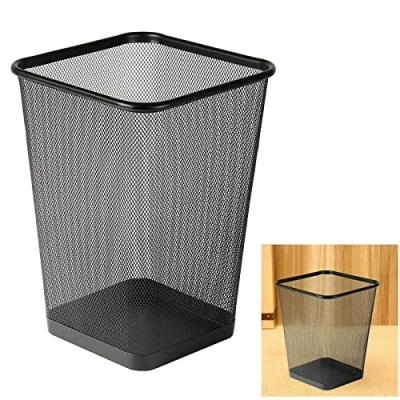 Image of ARA CHOICE Colorful Mesh Bins Waste Rubbish Paper Wastebasket Trash Can Dustbin Metal Square Bin for Home Office easy to use Recycling Bedrooms Multi Colour with Attractive looks (Black)