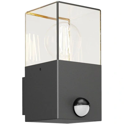 Image of Outdoor Wall Light &#039;Keke&#039; dimmable with Motion Detector (Modern) in Black Made of Aluminium (1 Source, E27) from Lucande lamp for Exterior/Interior Walls, House, Terrace und Balcony