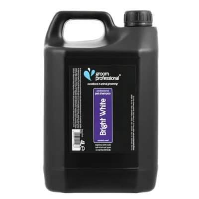 Image of GROOM PROFESSIONAL Bright White Dog Shampoo Deep Cleansing for Dogs Brightens Coats Enhanced Tones Whitening Removes Stains on Coat, 4 Litre