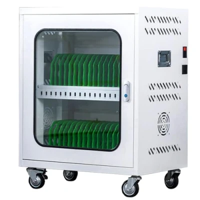 Image of QLYFWLKQ Charging Cart and Cabinet for 30 Ipads Devices, Chromebook Laptop Computer with Lock Bay Mobile Storage Cart, Classroom Locking Station