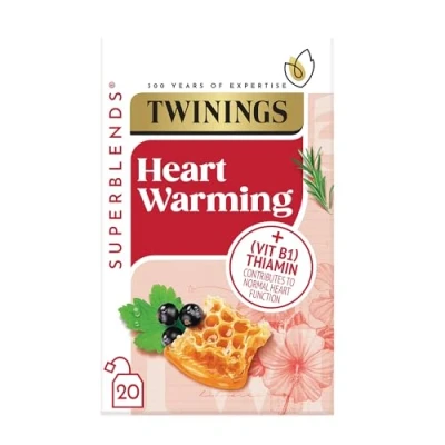 Image of Twinings Superblends Heartea Tea Blackcurrant &amp; Rosemary Herbal Infusion with Honey, Hibiscus Vitamin B1 (Thiamin) 20 x Biodegradable Bags