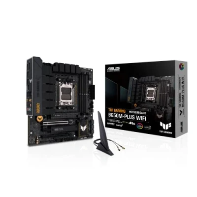 Image of ASUS TUF GAMING B650M PLUS WiFi AMD Ryzen AM5 Micro ATX motherboard, 14 power stages, PCIe 5.0 M.2 support, DDR5 memory, 6 and 2.5 Gb Ethernet, USB4 support Aura Sync