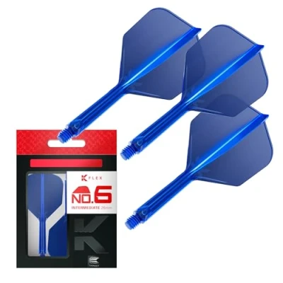 Image of Target Darts K Flex Integrated Dart Flight And Shaft, No.6 Blue (Intermediate) Pack Of 3 No 6, Precision Moulded 2 In 1 Flights Stem Professional Accessories
