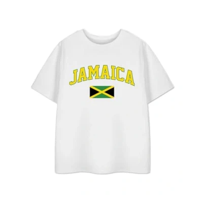 Image of Jamaica Unisex Kids White T Shirt Jamaican Flag Graphic Design Tee for Boys &amp; Girls Caribbean Sports Fan Merchandise