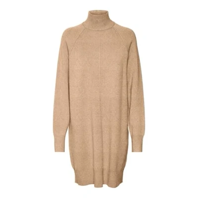 Image of VERO MODA Women&#039;s Vmgold Link LS Short High Neck Dress Boo, Nomad/Detail: W Melange, XS