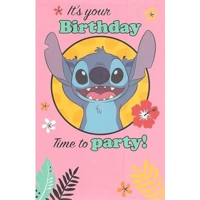 Image of Disney Stitch Birthday Greetings Card for Girls Unique Design Young Boys Happy Niece/Granddaughter/Daughter/Sister,Cute Children/Kids Party Cards