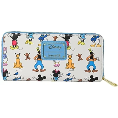 Image of Loungefly Disney Mickey Mouse Friends Forward and Backward Mini Backpack Wallet, Blue