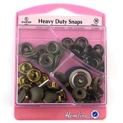 Image of Hemline Pack of 12 Heavy Duty Snaps 15 mm Antique Brass
