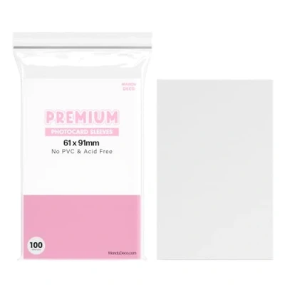 Image of Mandu Deco Kpop Photocard Sleeves Clear Polypropylene Card Protector for Albums Photocards, PVC Free and Acid Free, 100 per Pack (61x91mm Double sleeving)