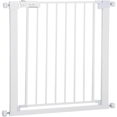 Image of PawHut Adjustable Pet Safety Gate Dog Barrier Home Fence Room Divider Stair Guard Mounting White (76 H x 75 82W cm)