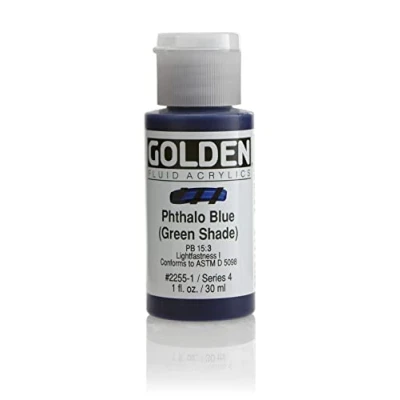 Image of Pro Art Golden Fluid Acrylic Paint 1 oz Phthalo Blue Green Shade
