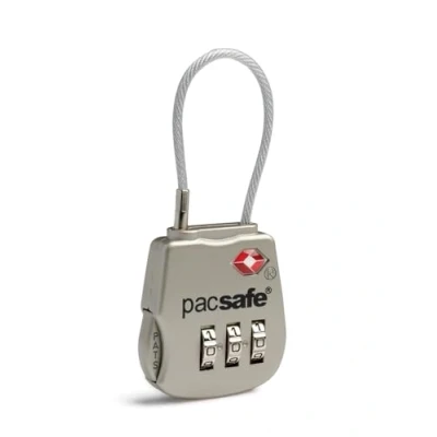 Image of Pacsafe Prosafe 800 Combination Cable Padlock Canvas &amp; Beach Tote Bag, 8 cm, Silver