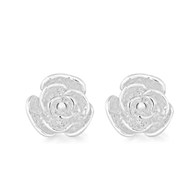 Image of Tuscany Silver Women&#039;s Sterling Rose Stud Earrings