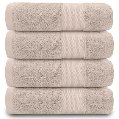 Image of GC GAVENO CAVAILIA Fade Resistant Bathroom Set, 700 GSM Premium Quality Extra Absorbent 100% Cotton Bath, Egyptian, Mocha, 4PK Hand Towel