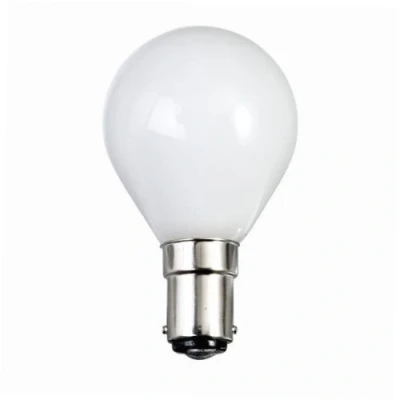 Image of 10 x G45 25 WATT SMALL BAYONET B15 CAP OPAL (WHITE) FINISH GOLF BALL LIGHT ROUND BULBS 2,000 HOUR DOUBLE LIFE