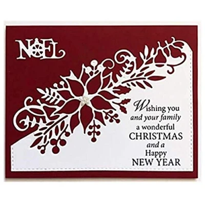 Image of Metal Cutting Die 3d Stamp Flower Corner Xmas Christmas Poinsettia Craft Frame Paper Scrapbooking Card for Diy Album Photo Decorative