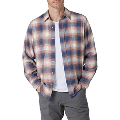 Image of Wrangler Authentics Men&#039;s Cloud Flannel Woven Shirt Button, Copper Brown, S