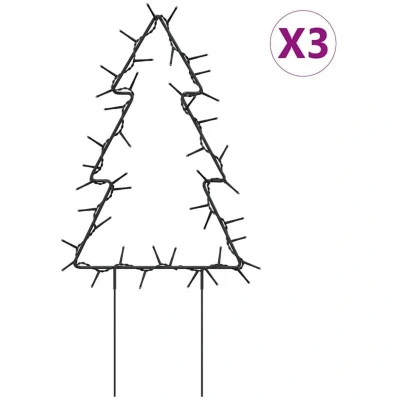 Image of vidaXL Christmas Light Decorations with Spikes 3 pcs Tree 50 LEDs 30 cm