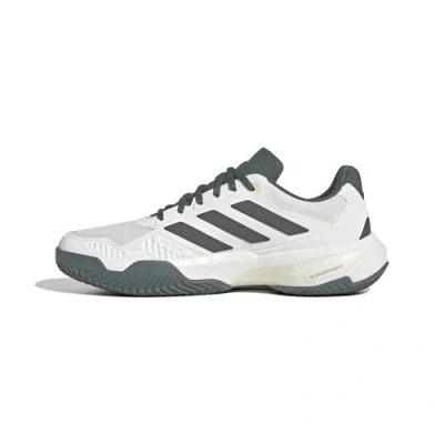 Image of adidas Men&#039;s CourtJam Control 3 Clay Tennis Shoes, White/core Black/Aurora Ivy, 12 UK