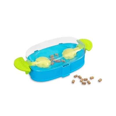 Image of Outward Hound Nina Ottosson Paw N&#039; Play Interactive Dog Treat Puzzle, Level 2 Intermediate Enrichment Toy, Blue, Small