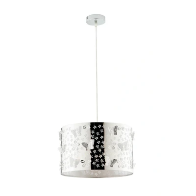 Image of BUTTERFLY Cylindrical Pendant Ceiling Light Chrome 35x22cm