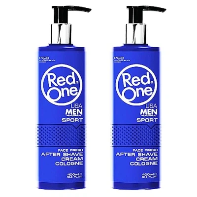 Image of RedOne Aftershave Cream Cologne 400 ml Balm Lotion Men Moisturising Face Fresh (Sport) 2 PCS