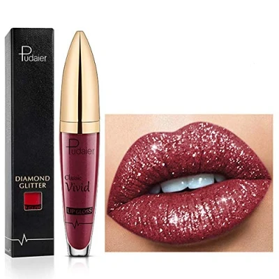 Image of 18 Color Diamond Glitter Lipgloss Lipstick Shiny Matte Liquid Lipstick, Lip Gloss Long Lasting Non Stick Cup Lipsticks Natural Smooth Comfortable (16)