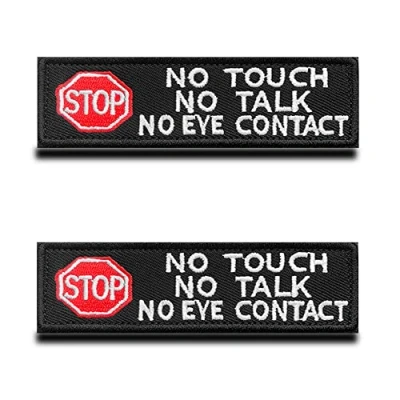 Image of 2 Packs Service Dog Working Training No Touch Talk Warning Vests/Harnesses Patch Hook &amp; Loop Embroidered Fastener Badge Emblem for Guide
