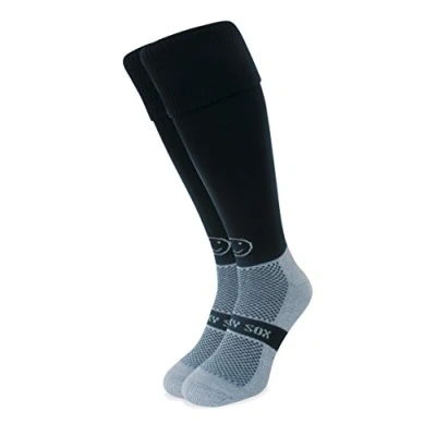Image of WackySox Plain Black Knee Length Rugby Socks Sports Men &amp; Women Womens Mens Walking Riding Hockey Football Running Club Team Activities
