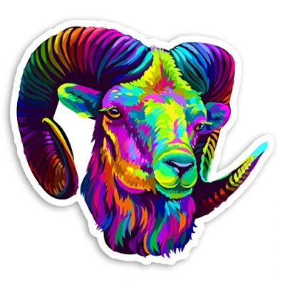 Image of 2 x 10cm Neon Sheep Rams Head Vinyl Stickers Pop Art Laptop Sticker #34174 (10cm Wide)