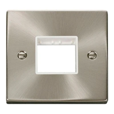 Image of Click Deco 1 Gang Minigrid Unfurnished Plate 2 Apertures White Satin Chrome VpsC402WH