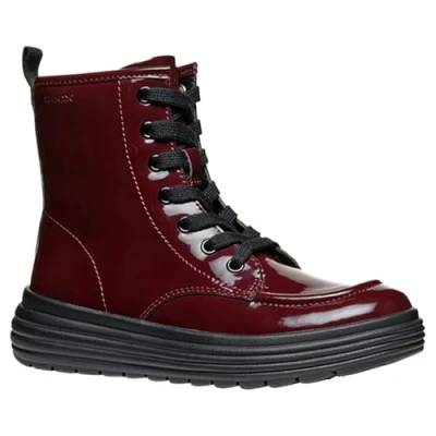 Image of Geox Phaolae GIRL Laceup ankle boots for kids, Size: 6, Dark burgundy Pu