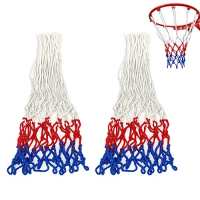 Image of 2 Pack Heavy Duty Basketball Net, All Weather Red/White/Blue Nets, 12 Loops Net Replacement Fits Standard Indoor or Outdoor Rims