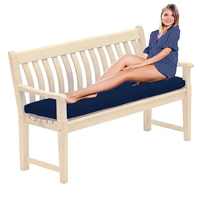 Image of Brillars Bench Cushion Pad Outdoor Indoor Garden Kitchen Furniture Seater Seat Foam Non Slip Waterproof Cover Patio Rattan Sofa Swing Hammock Rectangle Cushions (4 170x52x6cm, Navy)