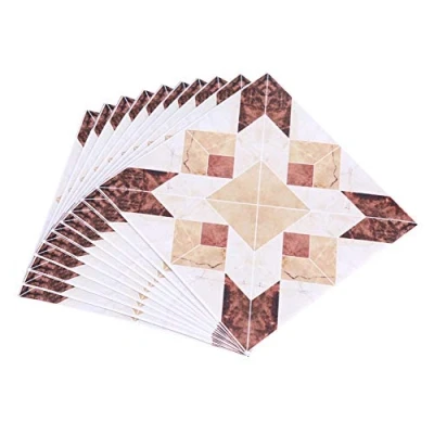 Image of Yosoo Pack of 10 Self Adhesive Square Tiles PVC Diagonal Floor Wall Stickers Vintage Bathroom 3D Home Kitchen Decor 12 cm x (#01)