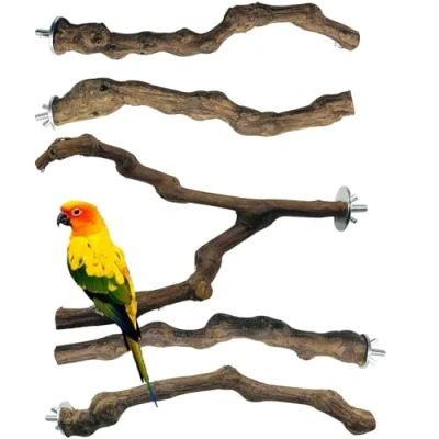 Image of Allazone 5 PCS Bird Perch Natural Grape Stick Standing Swing Chewing Toys Grapevine Cage for Parrot Cages Toy Cockatiels, Parakeets, Finches